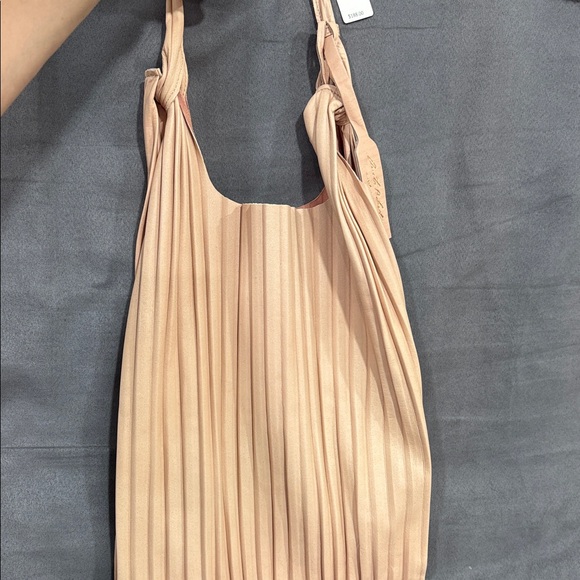 NWT Vintage Anthropologie Pleated Pink/Beige Leather Shoulder Bag - Picture 5 of 7